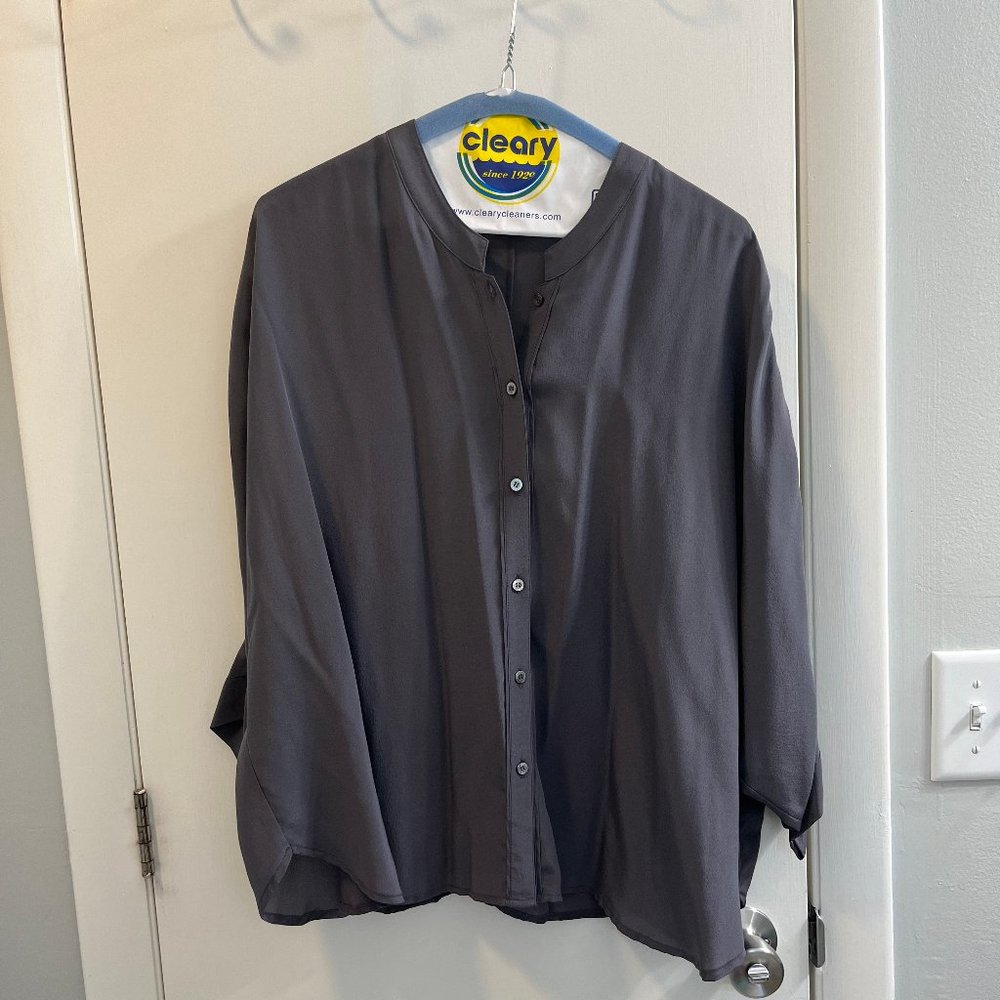 Poetry Silk Slate Gray Blouse (Size US 14)